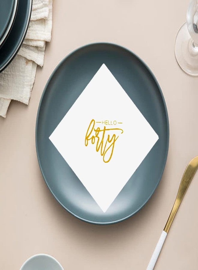 Geloar Hello Forty Happy Birthday Cocktail Napkins, 100 Pack Gold Hello 40 Happy Birthday Paper Cocktail Beverage Napkins in Bulk for His Her Forty 40th Birthday | 2-Ply, 5x5 Inches (Hello 40 Napkins) - Image 5